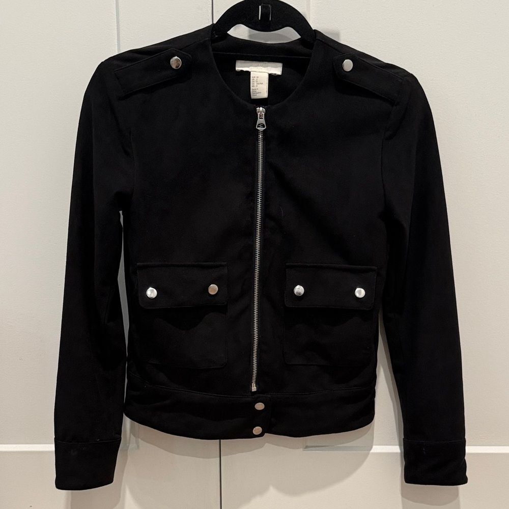 H&M Black Suede Jacket Size 2